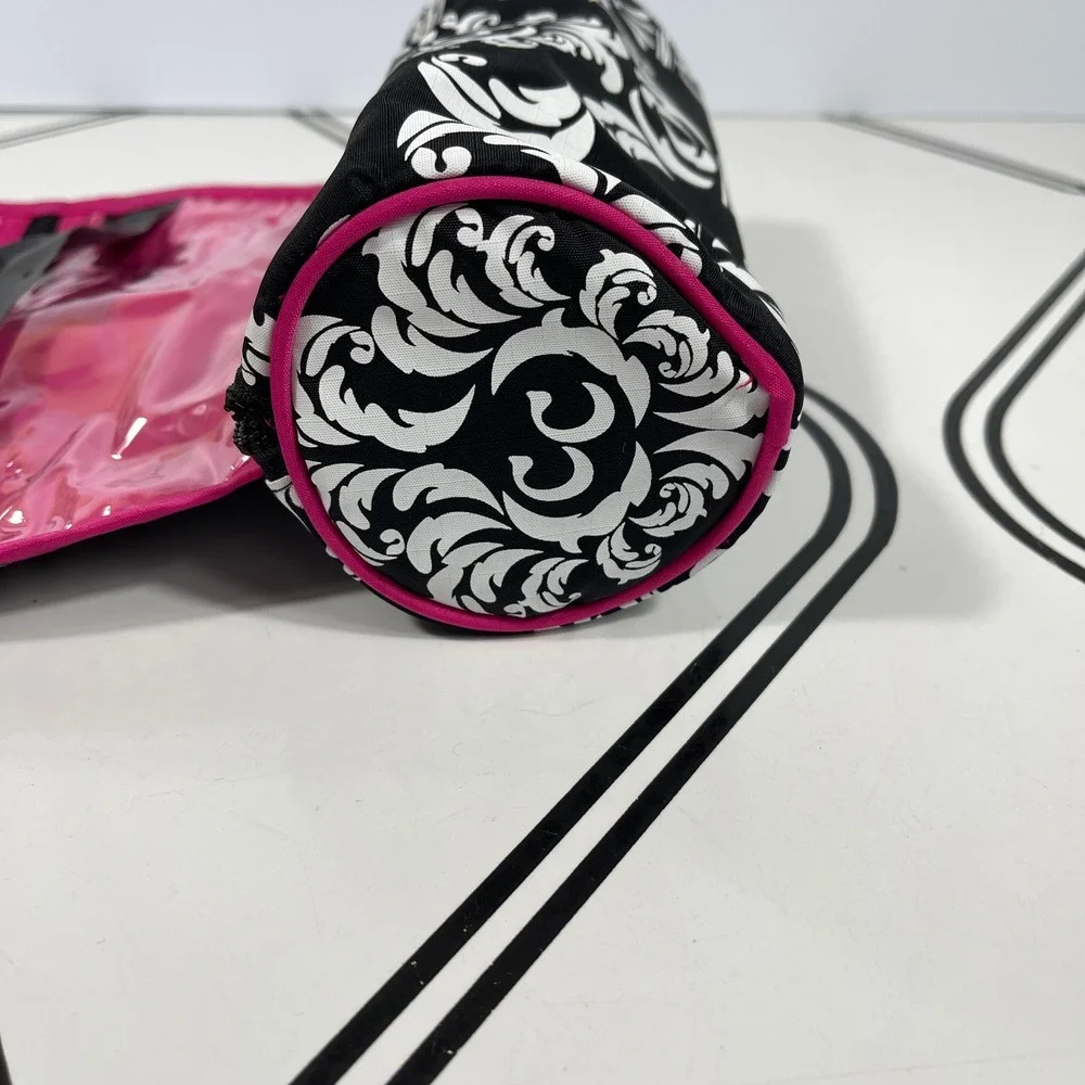 Jewelry Travel Organizer Roll Up‎ Bag On a Roll Damask Pink